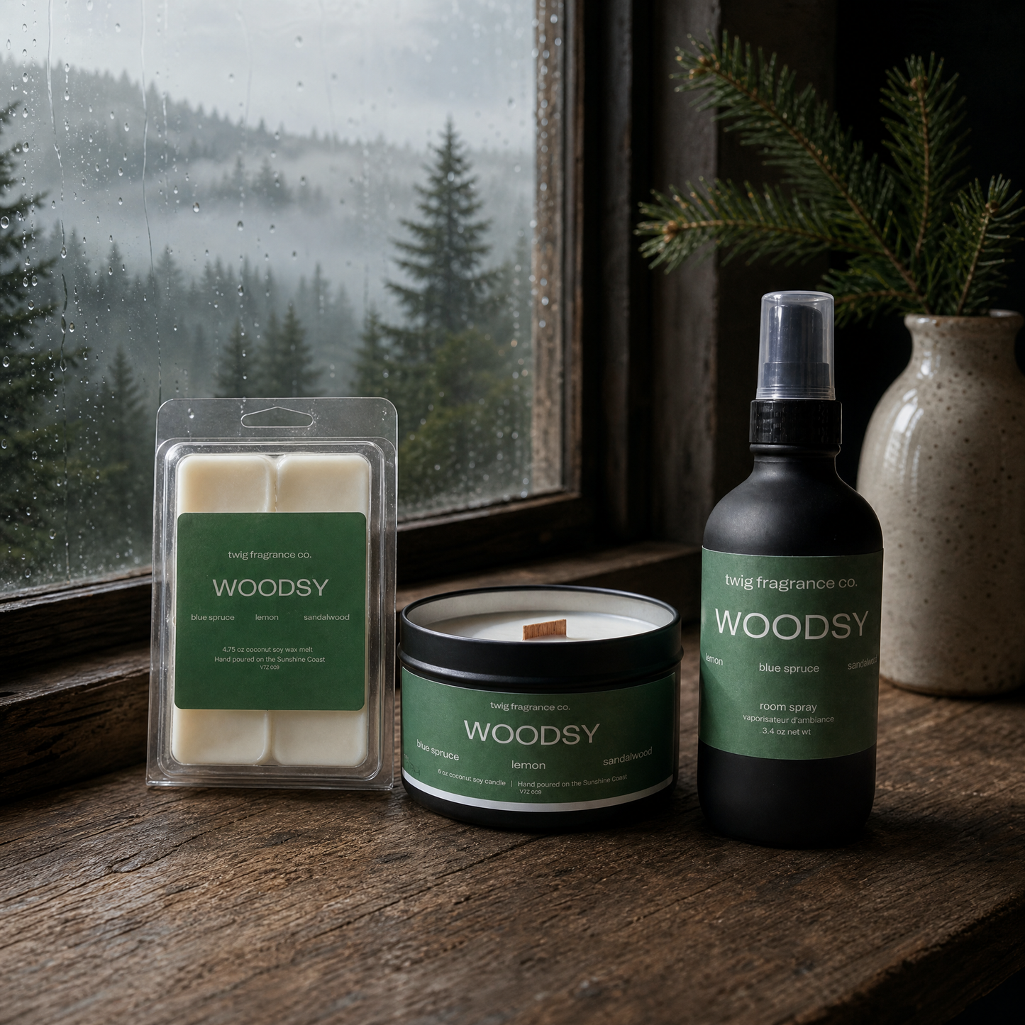 Woodsy — The Twig Trio | Candle, Wax Melt & Room Spray (Copy)
