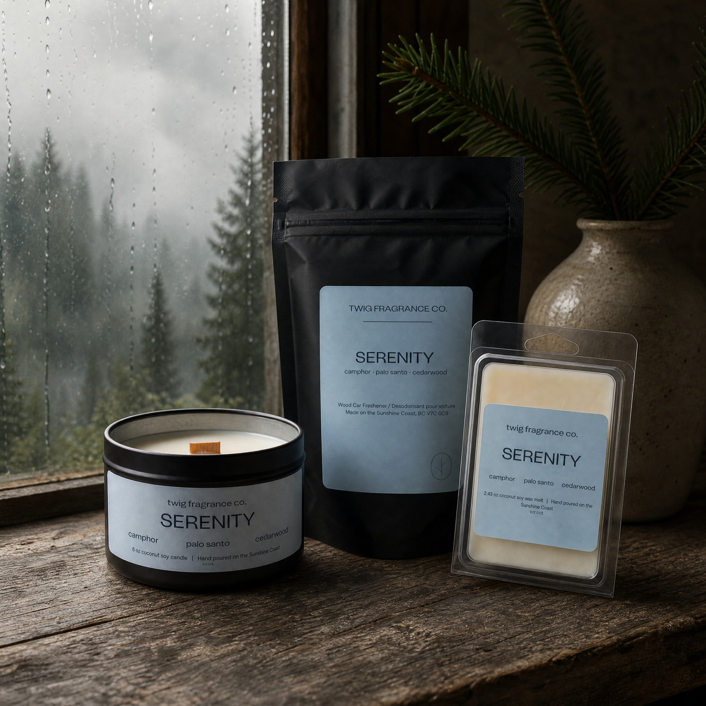 Serenity — The Twig Trio | Candle, Wax Melt & Car Freshener